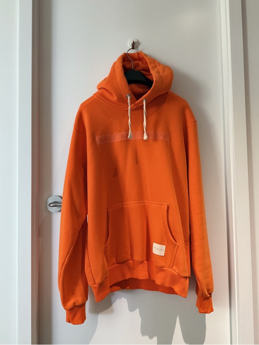 Men's Orange Pullover Hoodie with Front Pocket